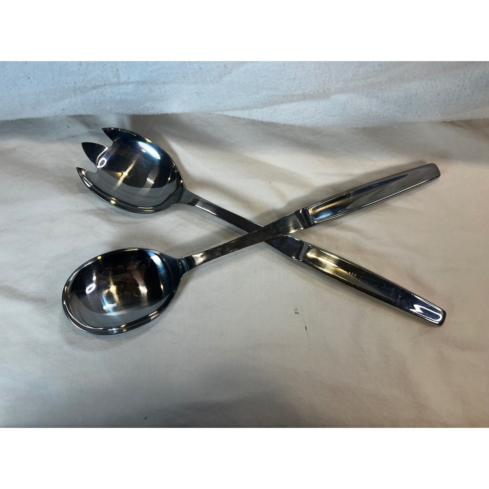 Intedge Stainless Steel Salad Serving Set Hammered Handle Japan 2pc 12.5"